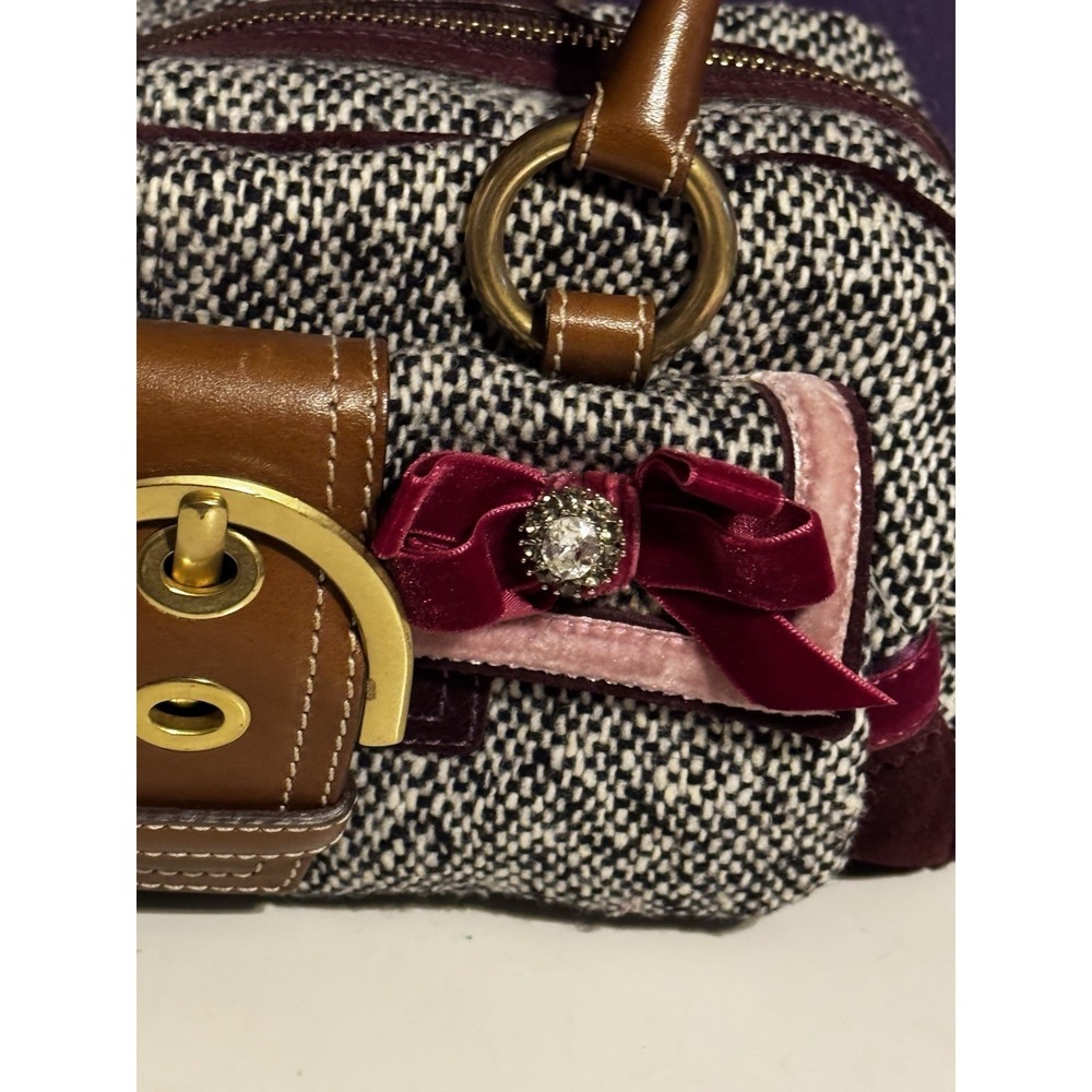 Vintage Coach Soho Tweed Satchel Swarovski Bow Turnlock 8F03 Y2K Clean Rare - Picture 3 of 8